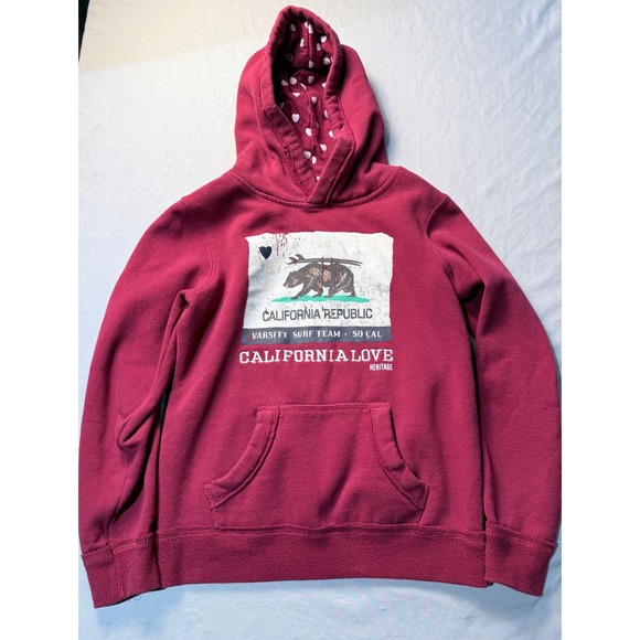 Reflex Girls Other - Reflex Girls California Republic Hoodie Pink Heart Lined Sweatshirt Size M 9/10